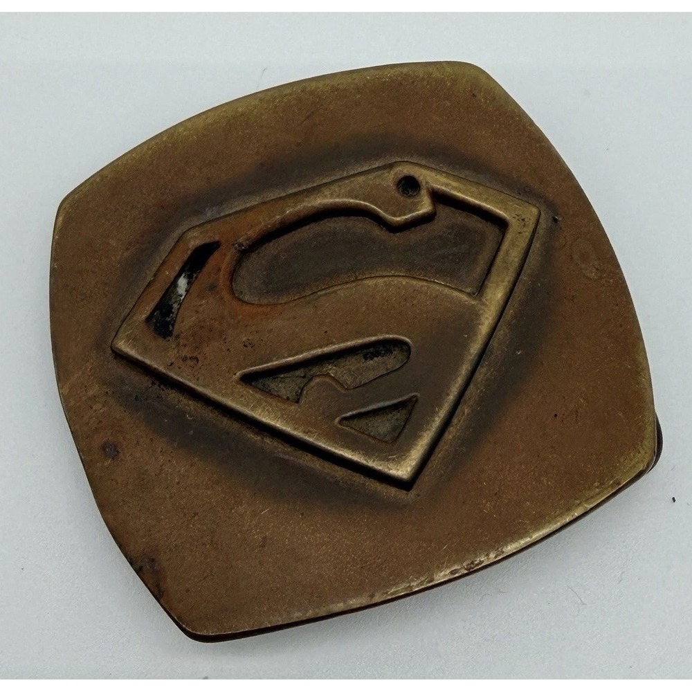 VTG Superman Belt Buckle Solid Brass Retro '70s Superhero Collectible